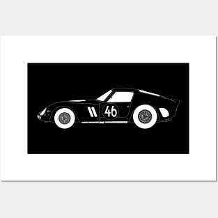 250 GTO White Outline Posters and Art